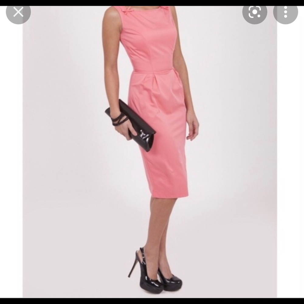 Tatyana coral silk pencil dress